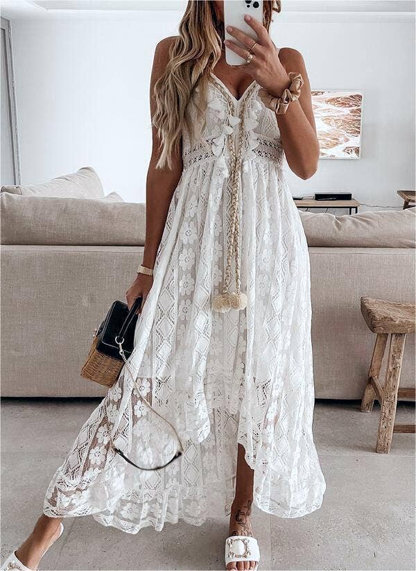 Bohemia lace tassel maxi sun dress