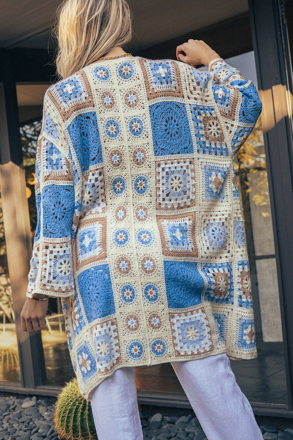 Granny Square Crochet Patchwork Duster Cardigan