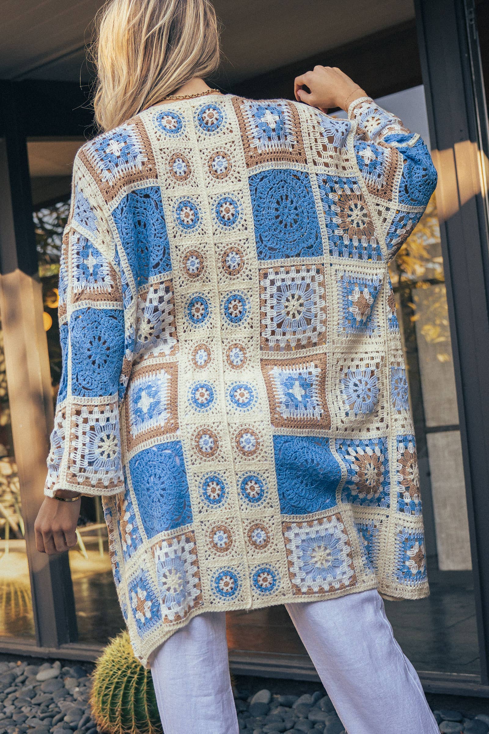 Granny Square Crochet Patchwork Duster Cardigan
