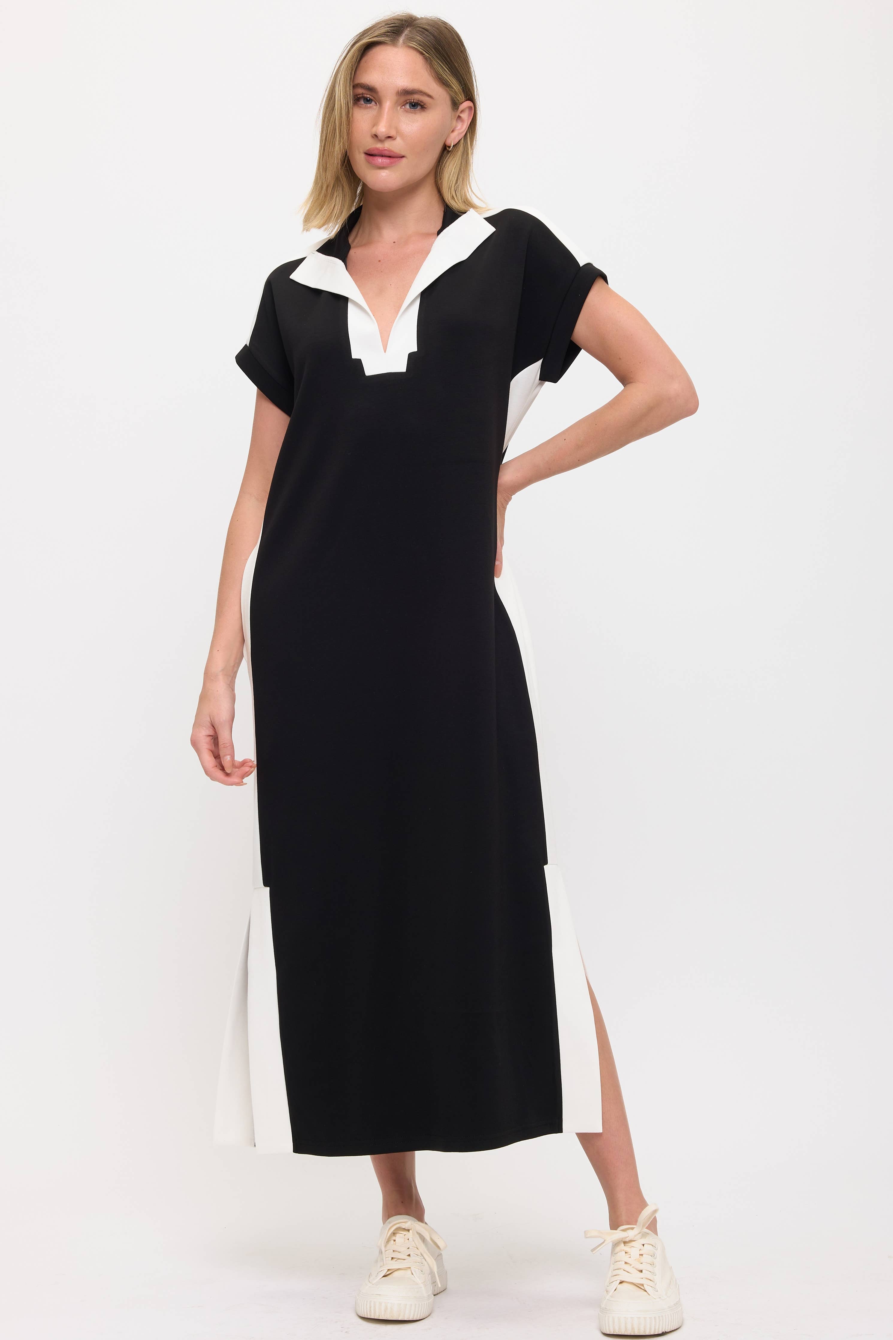 Color Blocked Scuba Dress