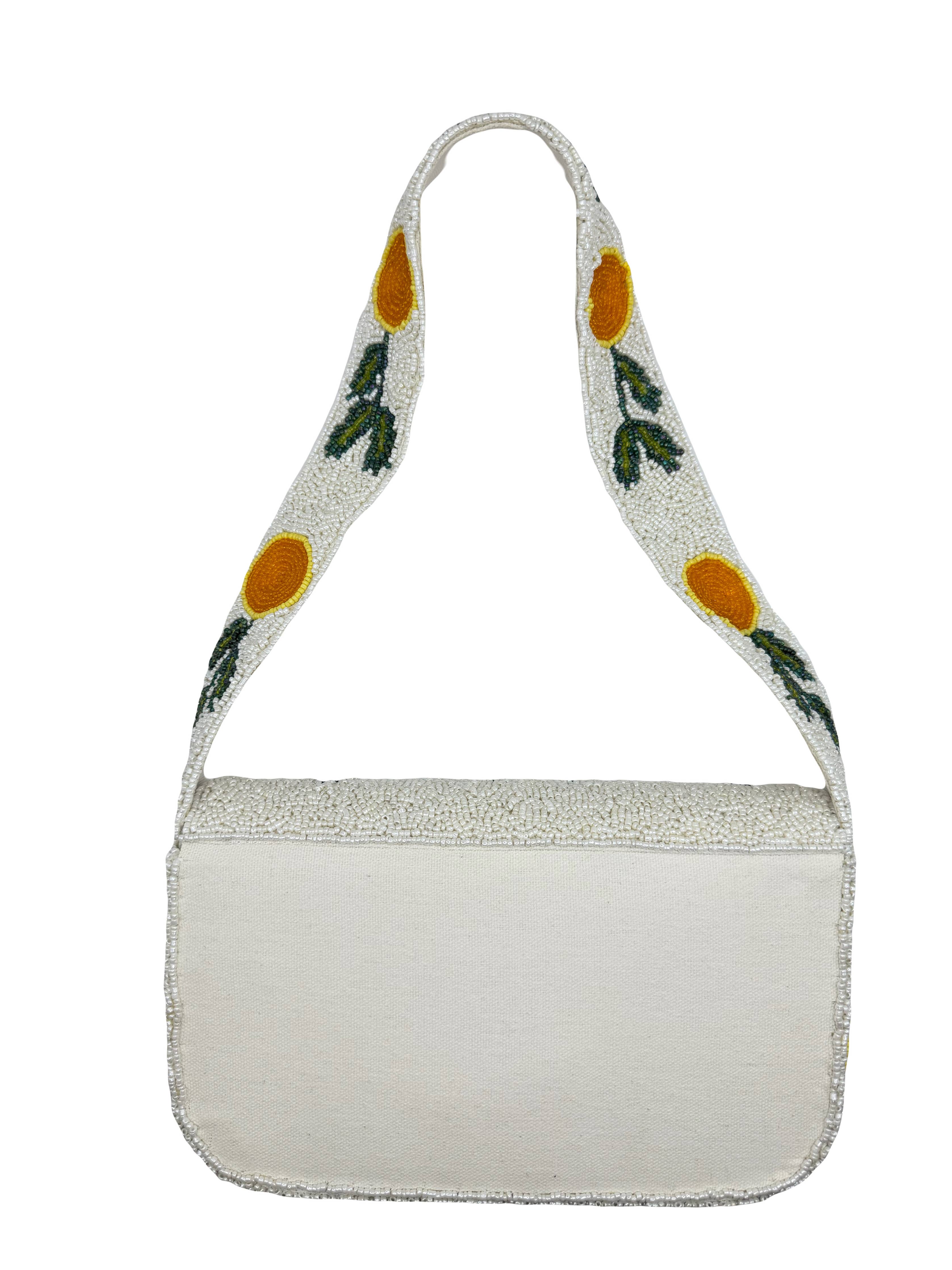 Orange SINGLE SIDED Beaded Shoulder Bag
