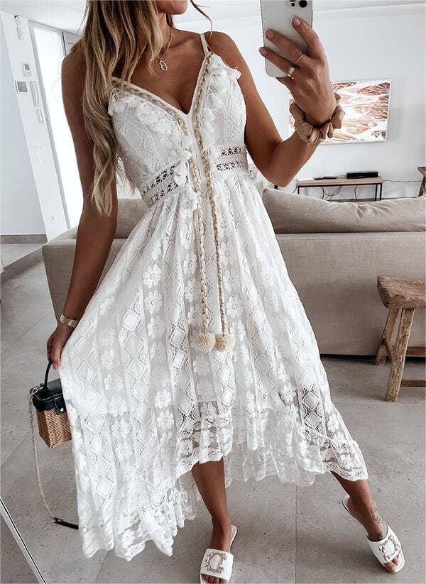 Bohemia lace tassel maxi sun dress