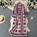 Bohemian Long Crochet Open-Front Cardigan