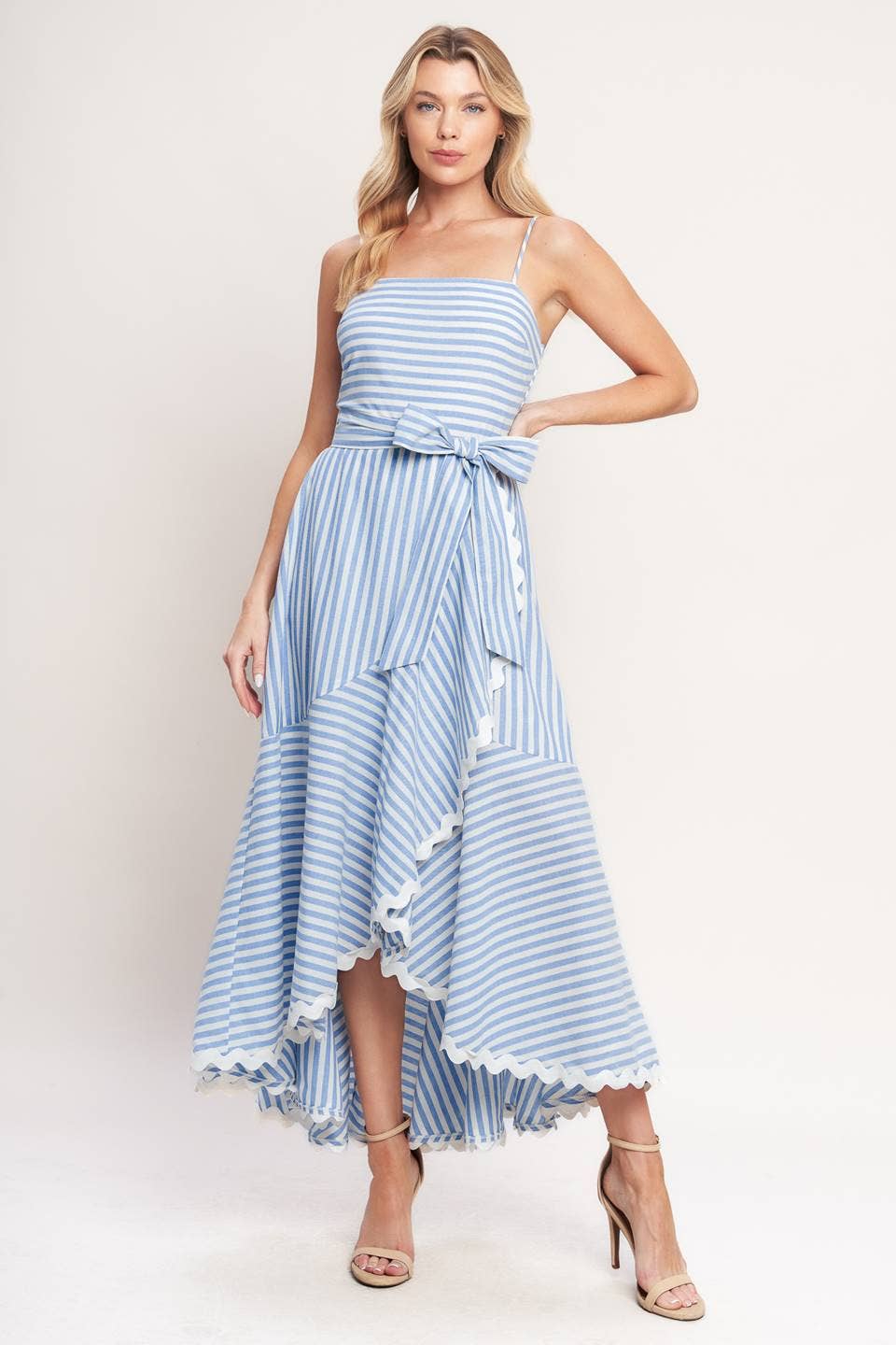 A striped woven midi dress - ID23452