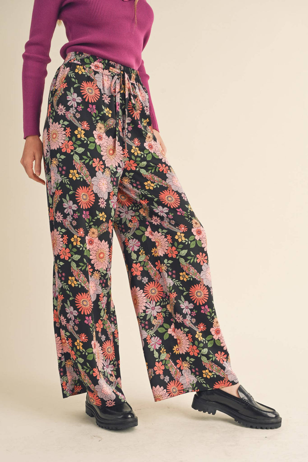 EXCLUSIVE PRINT HIGH RISE SATIN PANTS MP2709