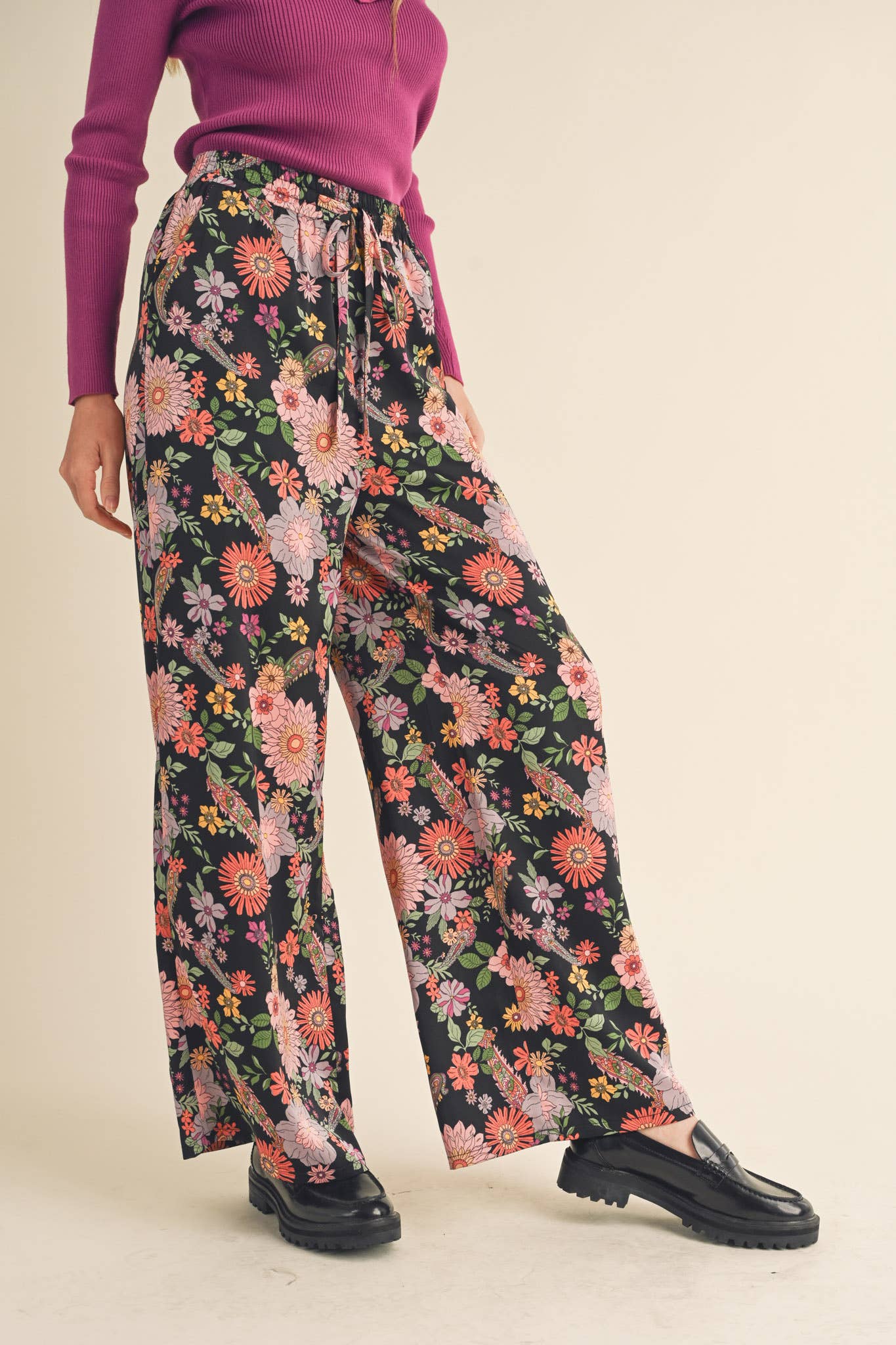 EXCLUSIVE PRINT HIGH RISE SATIN PANTS MP2709