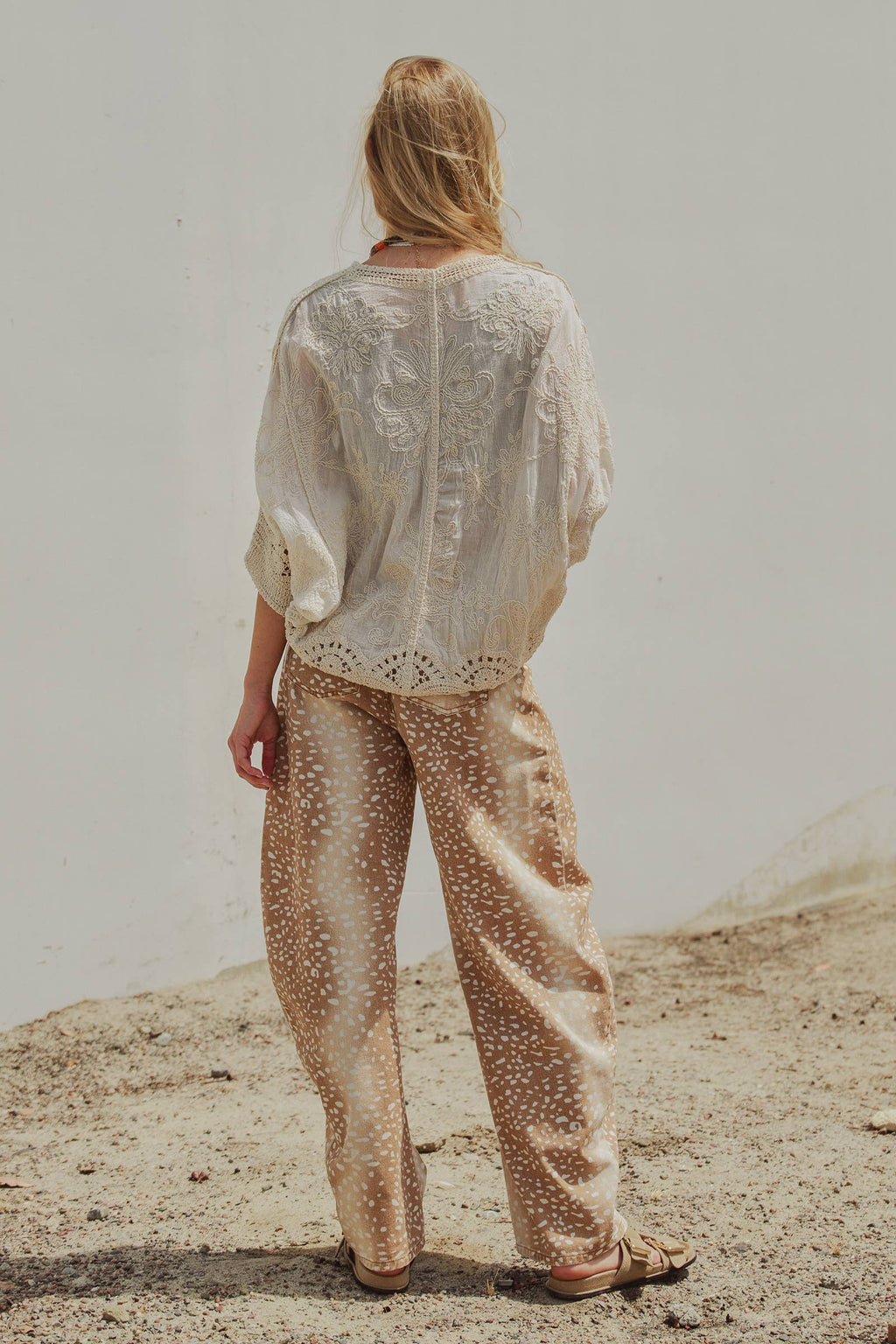 Floral Embroidered Lace Button Front Top