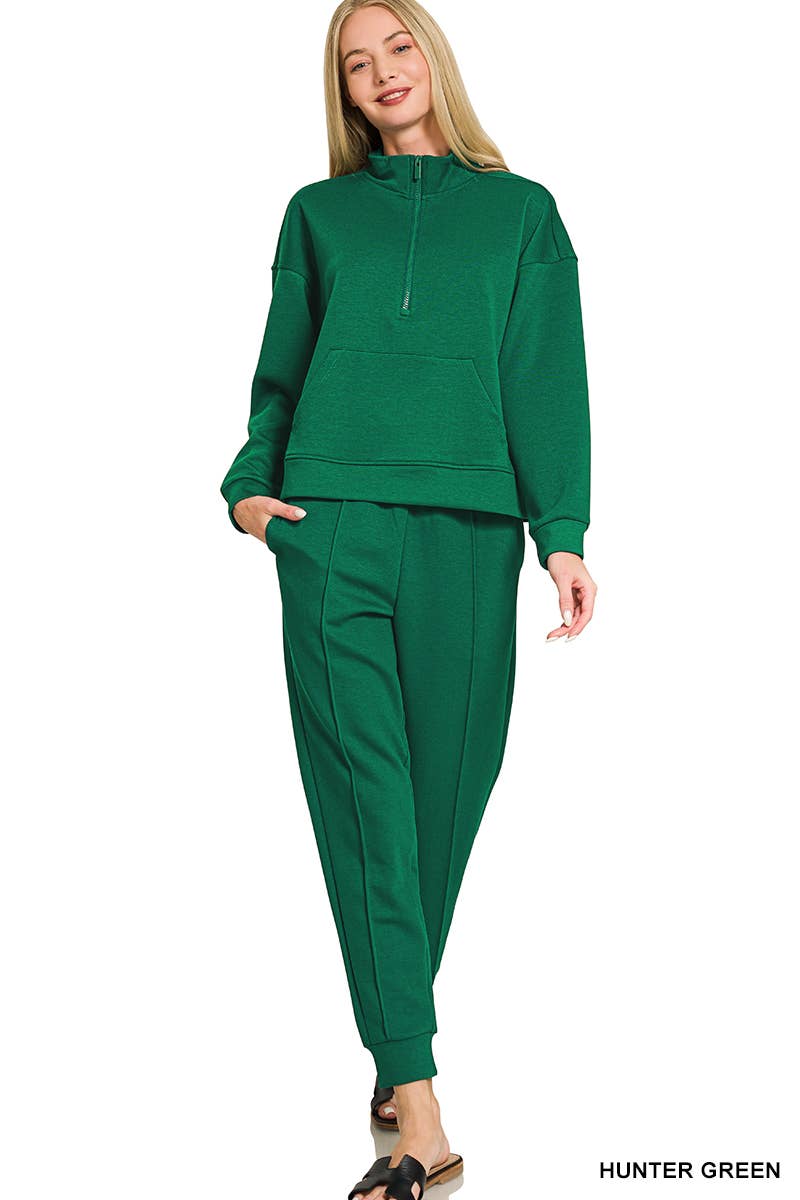 Scuba Half Zip Sweatshirts & Joggers 2PC Set - Zenana