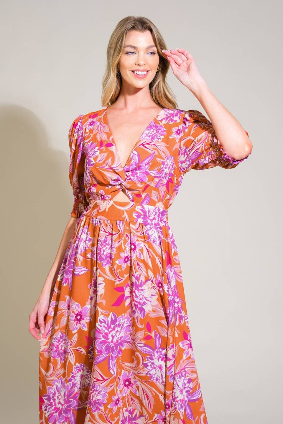 A printed woven midi dress - ID21472