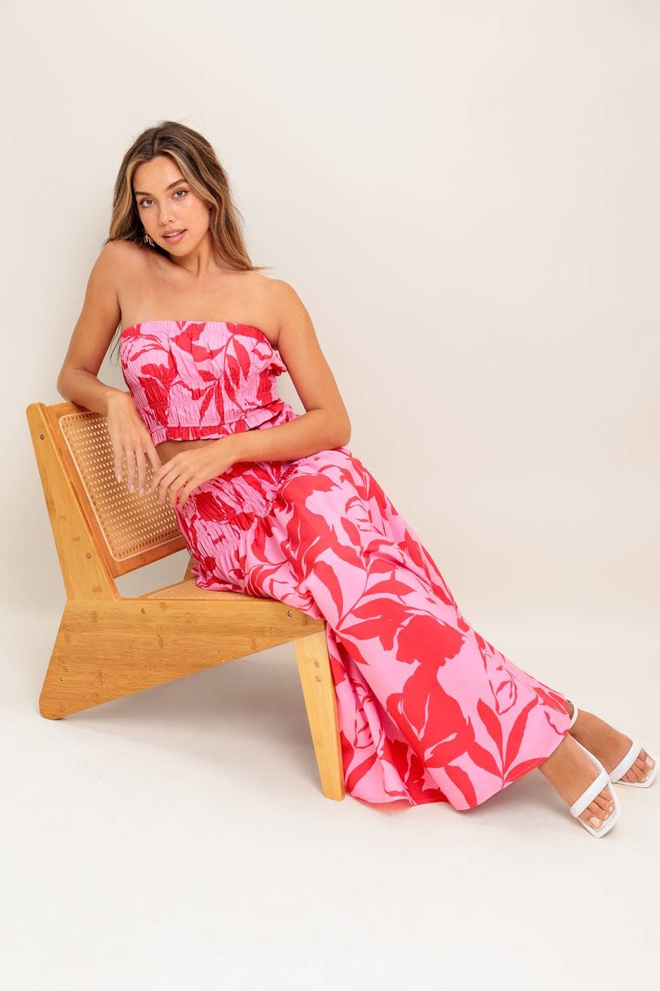 A printed woven top and skirt set - IT13677-SET