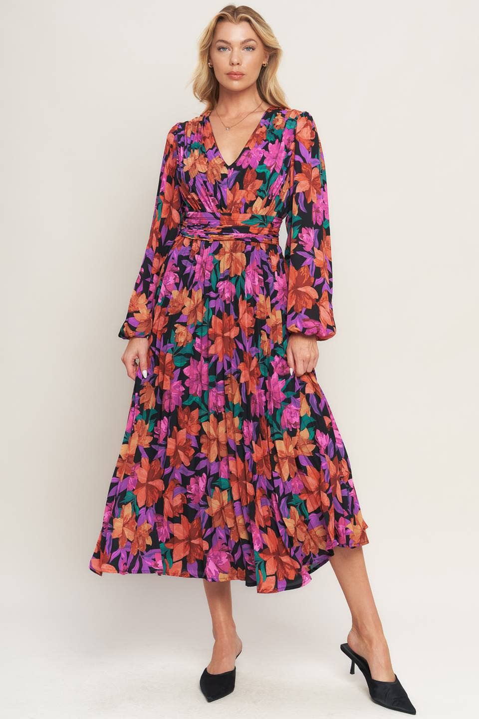 A printed woven midi dress - ID20537