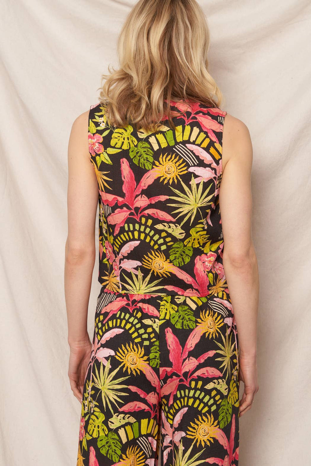 Tropical Print Sleeveless Vest Top