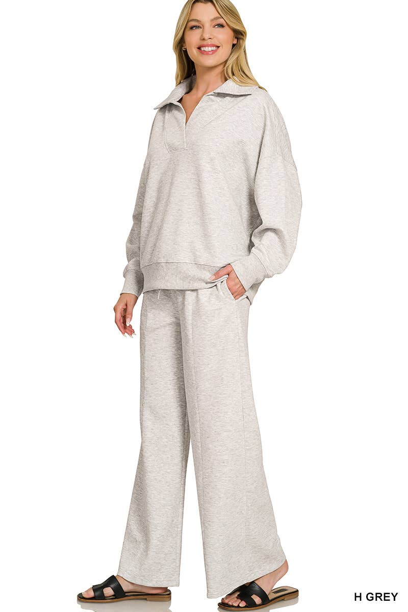 Scuba Collared Pullover & Pants Set SI-29801 Zenana