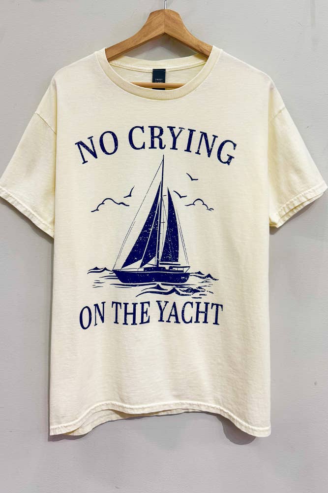 No Crying on the Yacht Coastal/Nautical ButterYellow T-Shirt