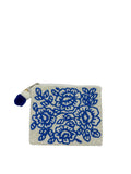 Blue Floral Beaded Coin Pouch