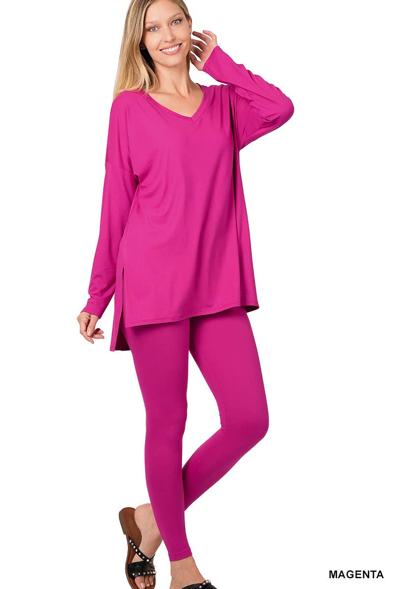 Brushed Dty Microfiber Loungewear Set - Zenana