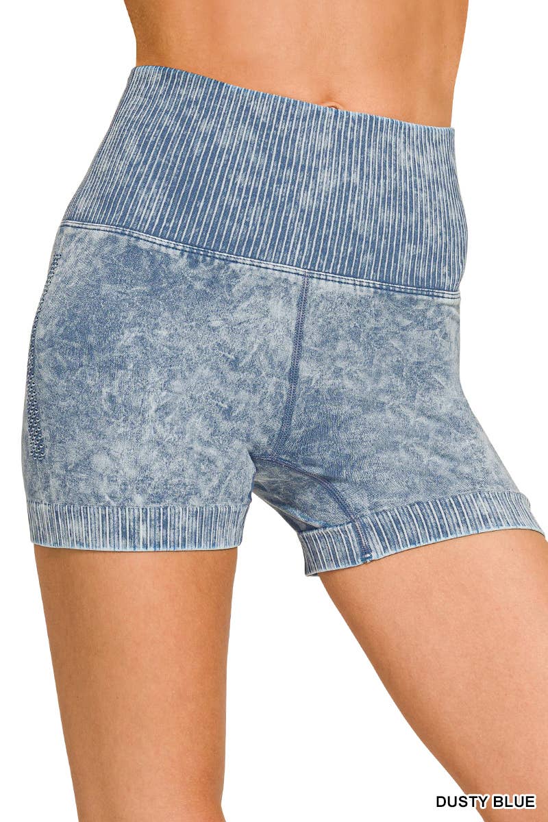 Washed Seamless High Waist Shorts Leggings - Zenana