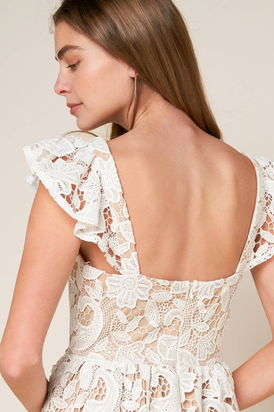 A solid lace midi dress - ID20631 WHITE