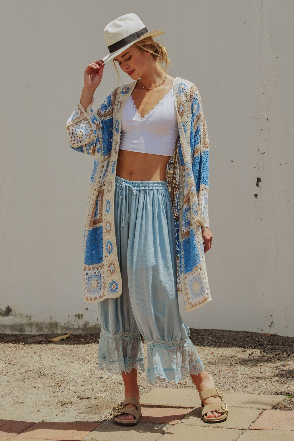 Granny Square Crochet Patchwork Duster Cardigan