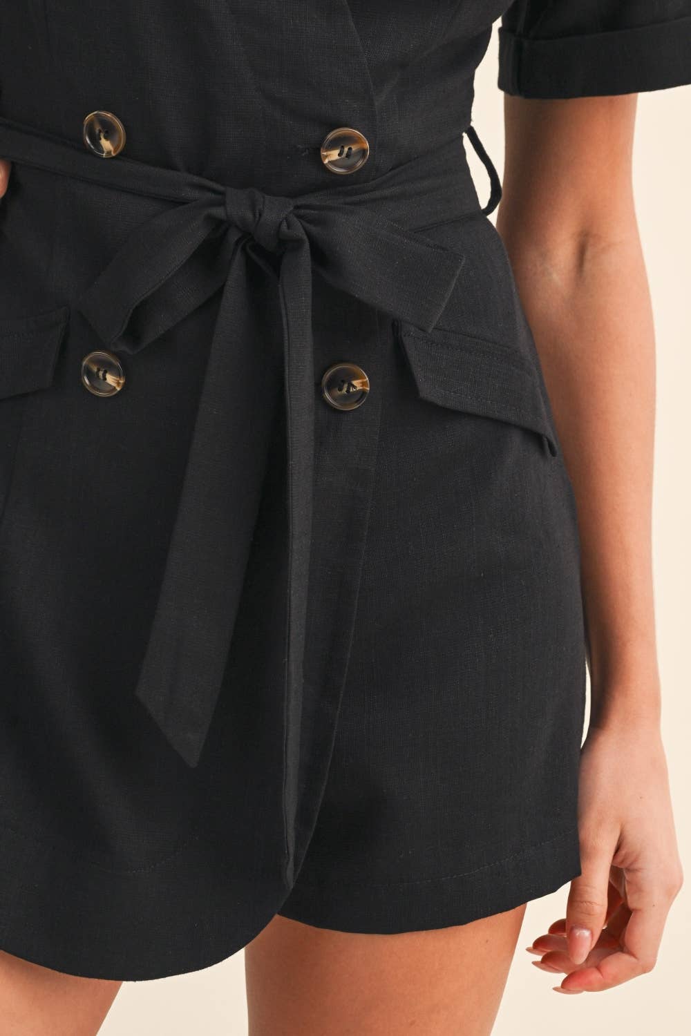 SHORT SLEEVE LINEN ROMPER