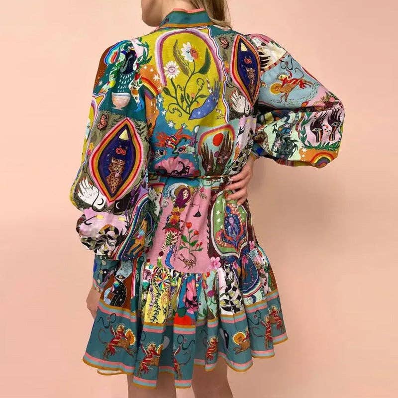 Elegant Floral Tie Waist Dress for Women