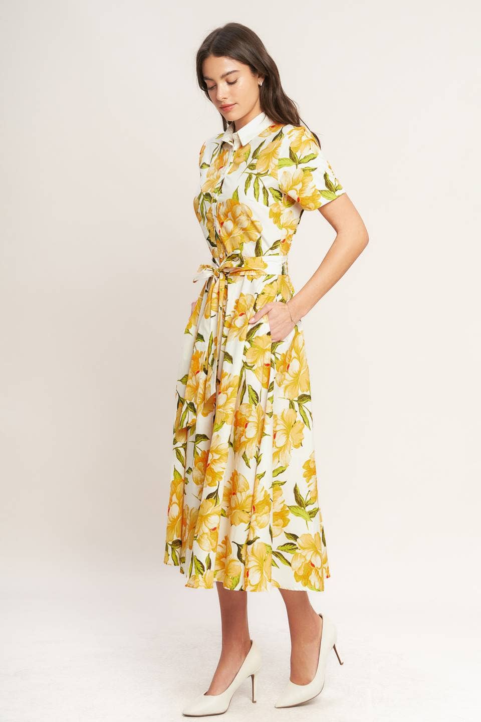 A printed woven midi dress - ID23261