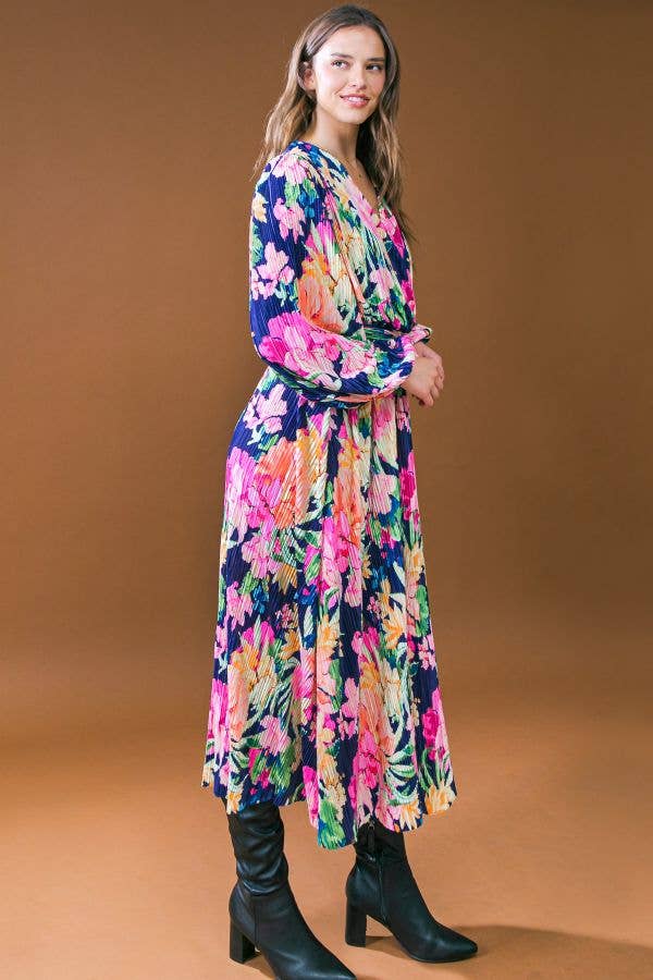 A printed woven plisse midi dress - ID20450