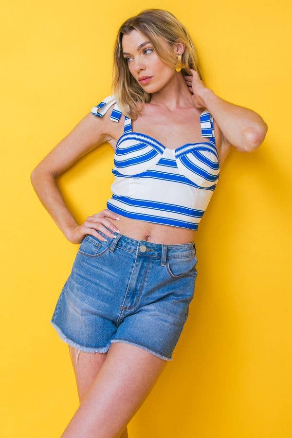 A printed woven bustier top - IT12155