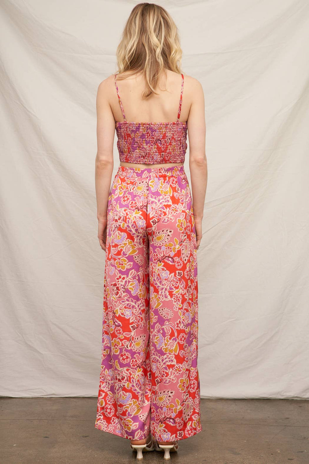 Floral Print Satin Pants