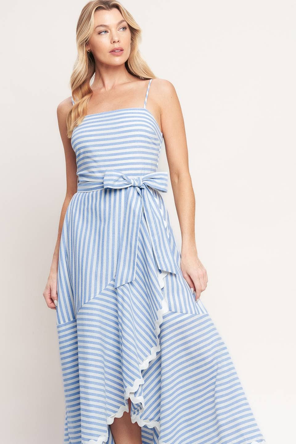 A striped woven midi dress - ID23452
