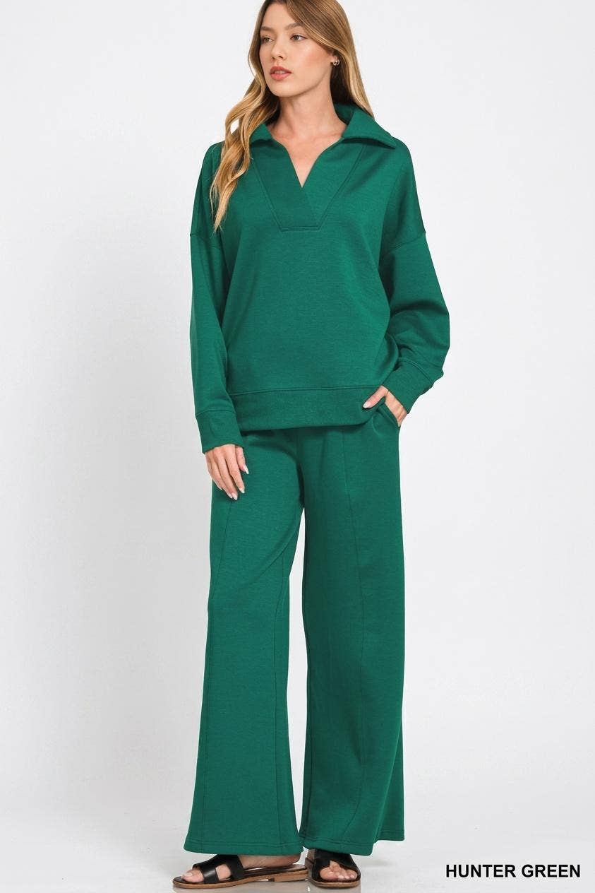 Scuba Collared Pullover & Pants Set SI-29801 Zenana