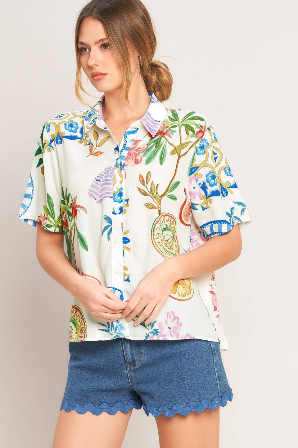A printed woven top - IT13993B