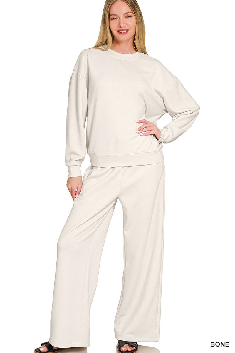 Scuba Crewneck Pullover & Pants 2 Piece Set - Zenana