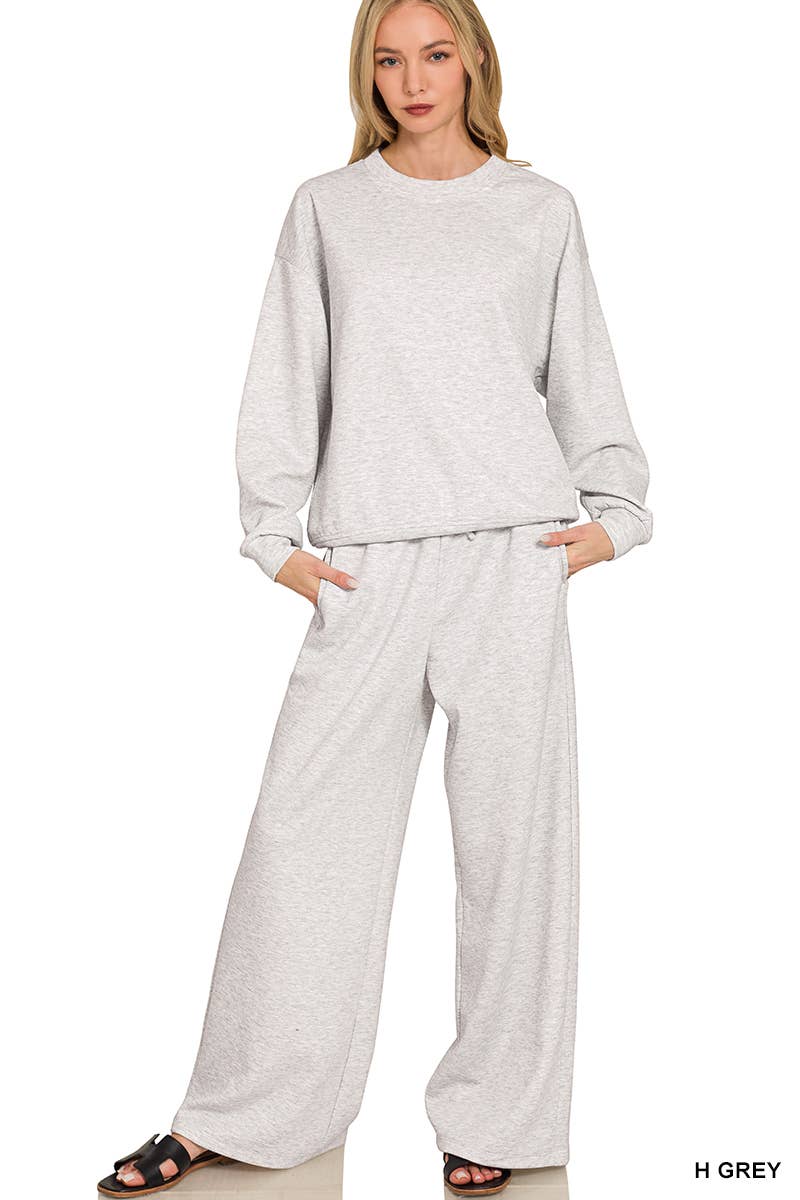Scuba Crewneck Pullover & Pants 2 Piece Set - Zenana