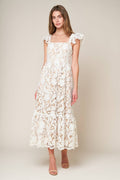 A solid lace midi dress - ID20631 WHITE