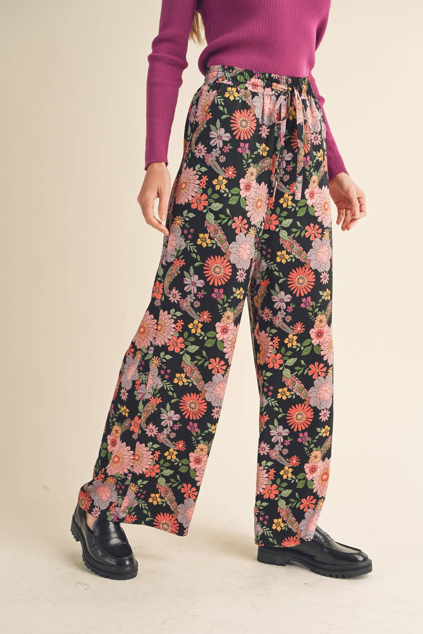 EXCLUSIVE PRINT HIGH RISE SATIN PANTS MP2709