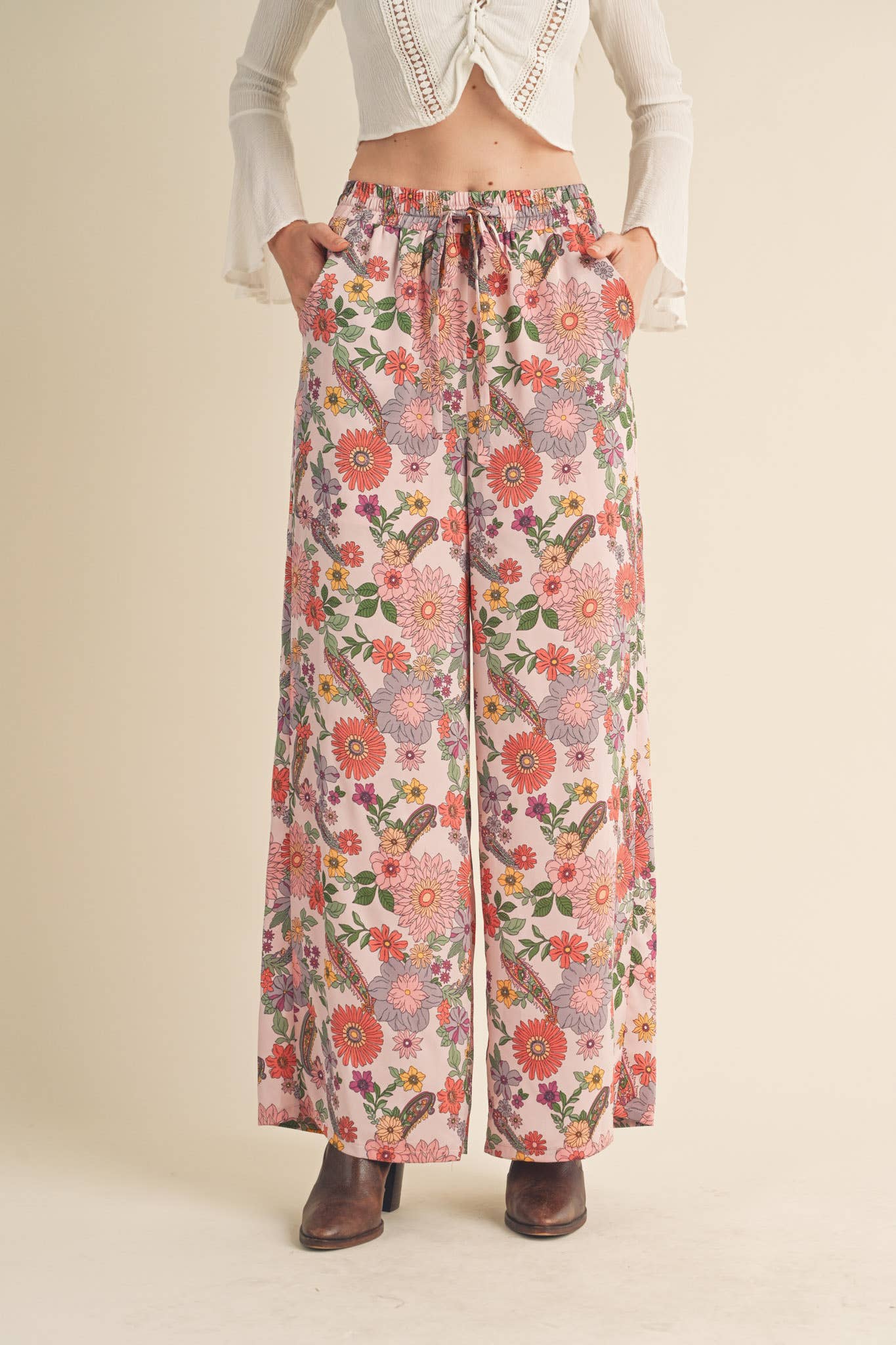 EXCLUSIVE PRINT HIGH RISE SATIN PANTS MP2709