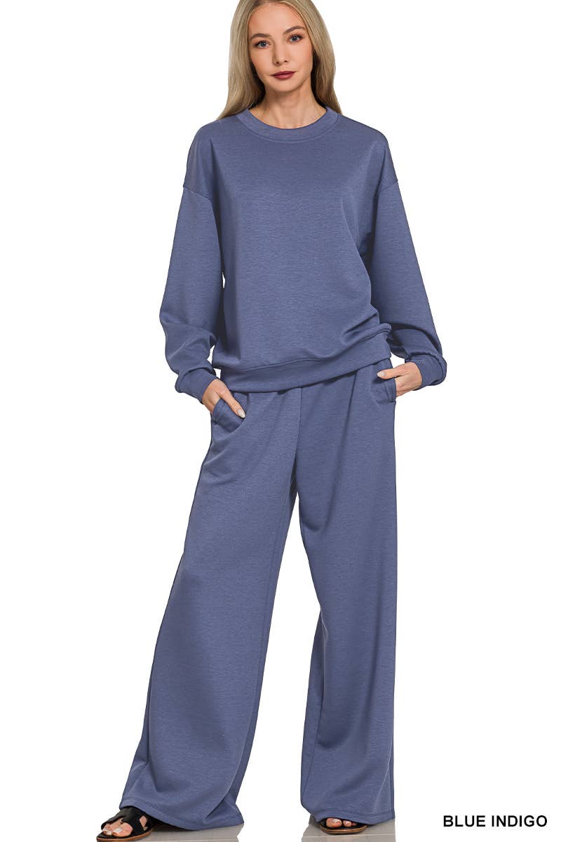 Scuba Crewneck Pullover & Pants 2 Piece Set - Zenana