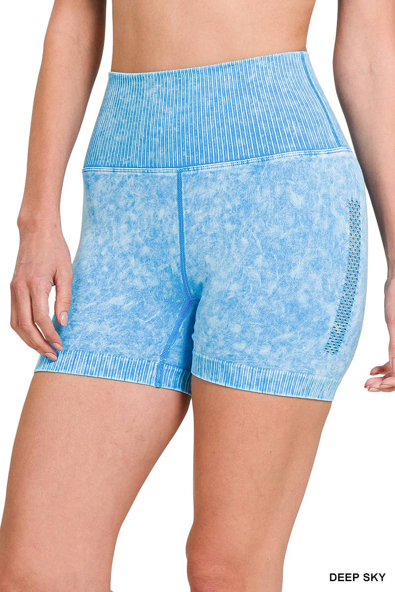 Washed Seamless High Waist Shorts Leggings - Zenana