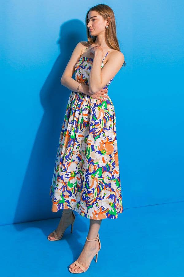 A printed poplin midi dress