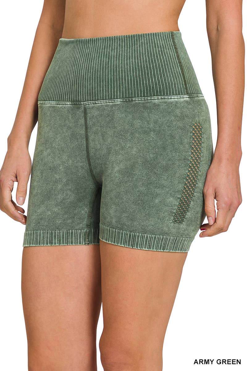 Washed Seamless High Waist Shorts Leggings - Zenana
