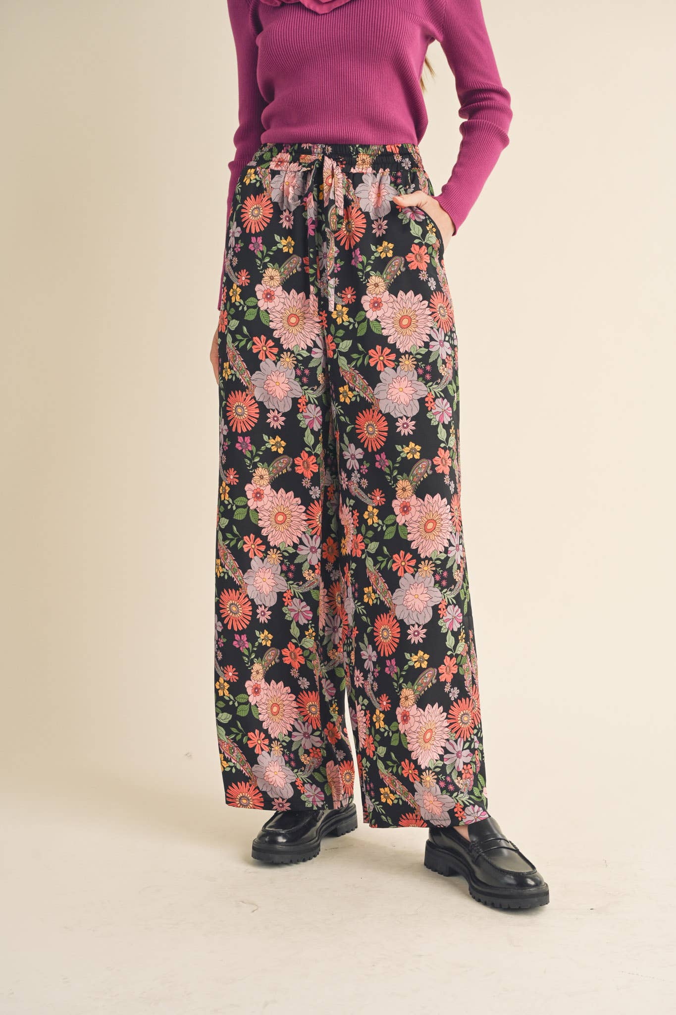 EXCLUSIVE PRINT HIGH RISE SATIN PANTS MP2709