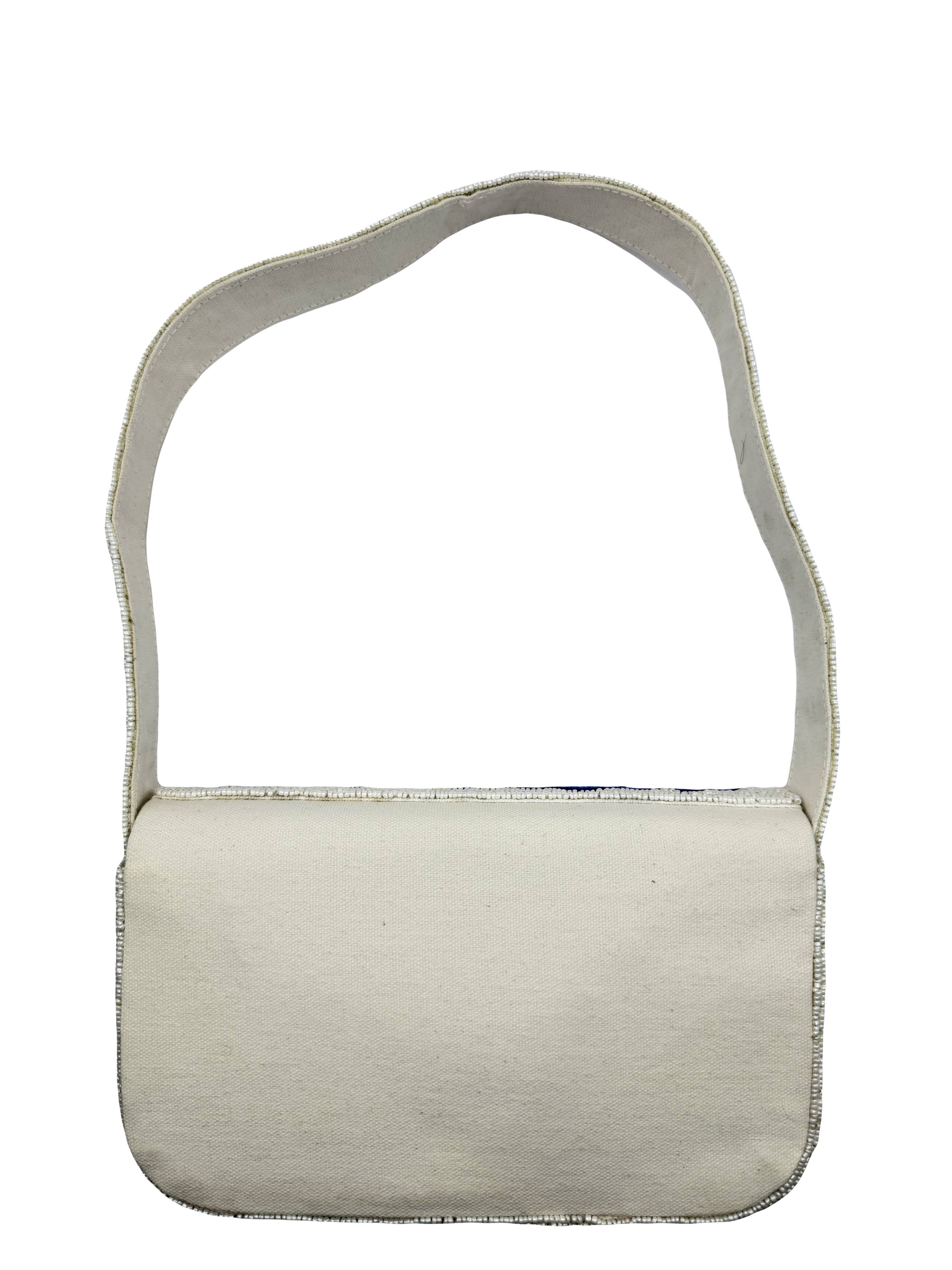 Blue Floral Single Sided Shoulder Bag