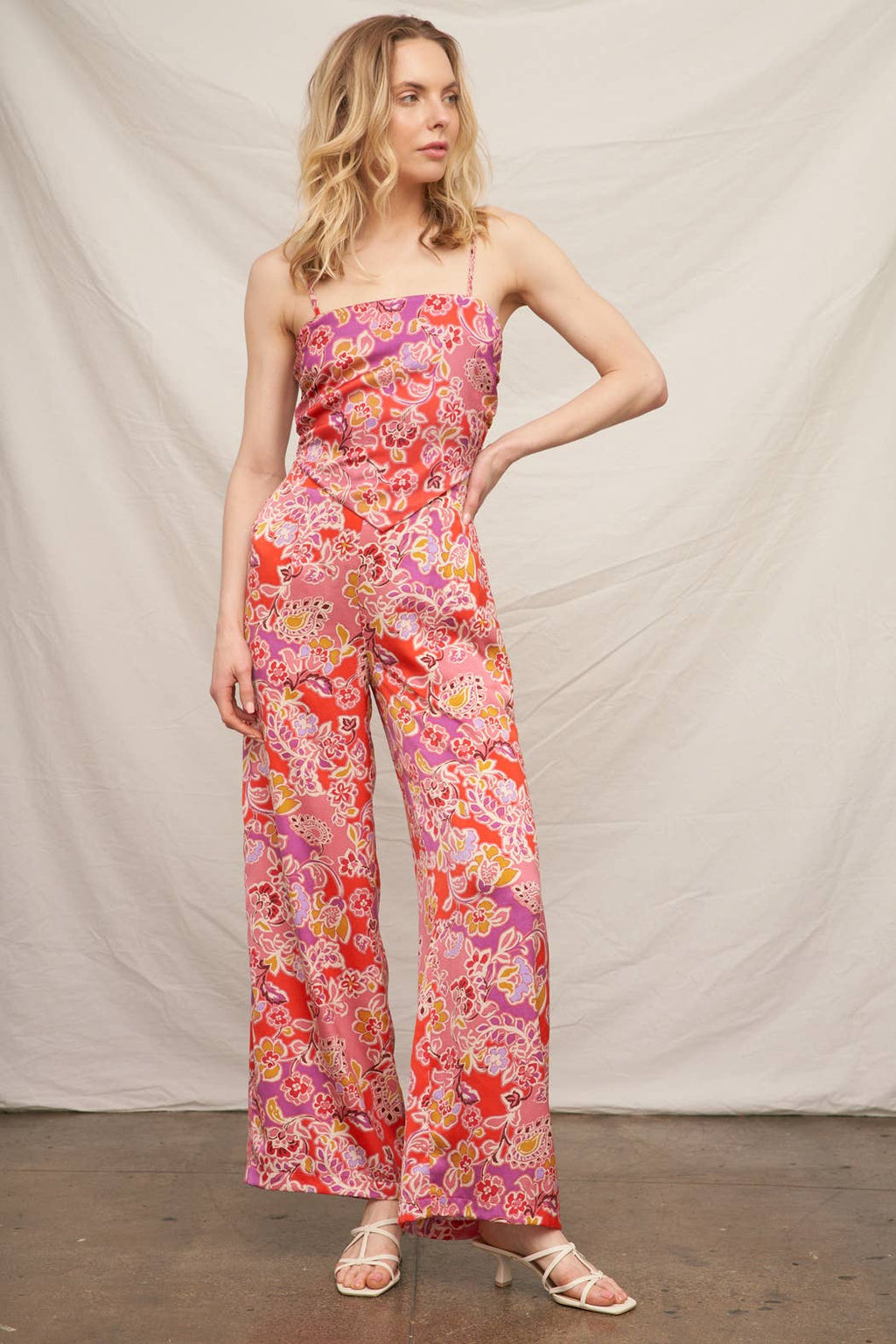 Floral Print Satin Pants