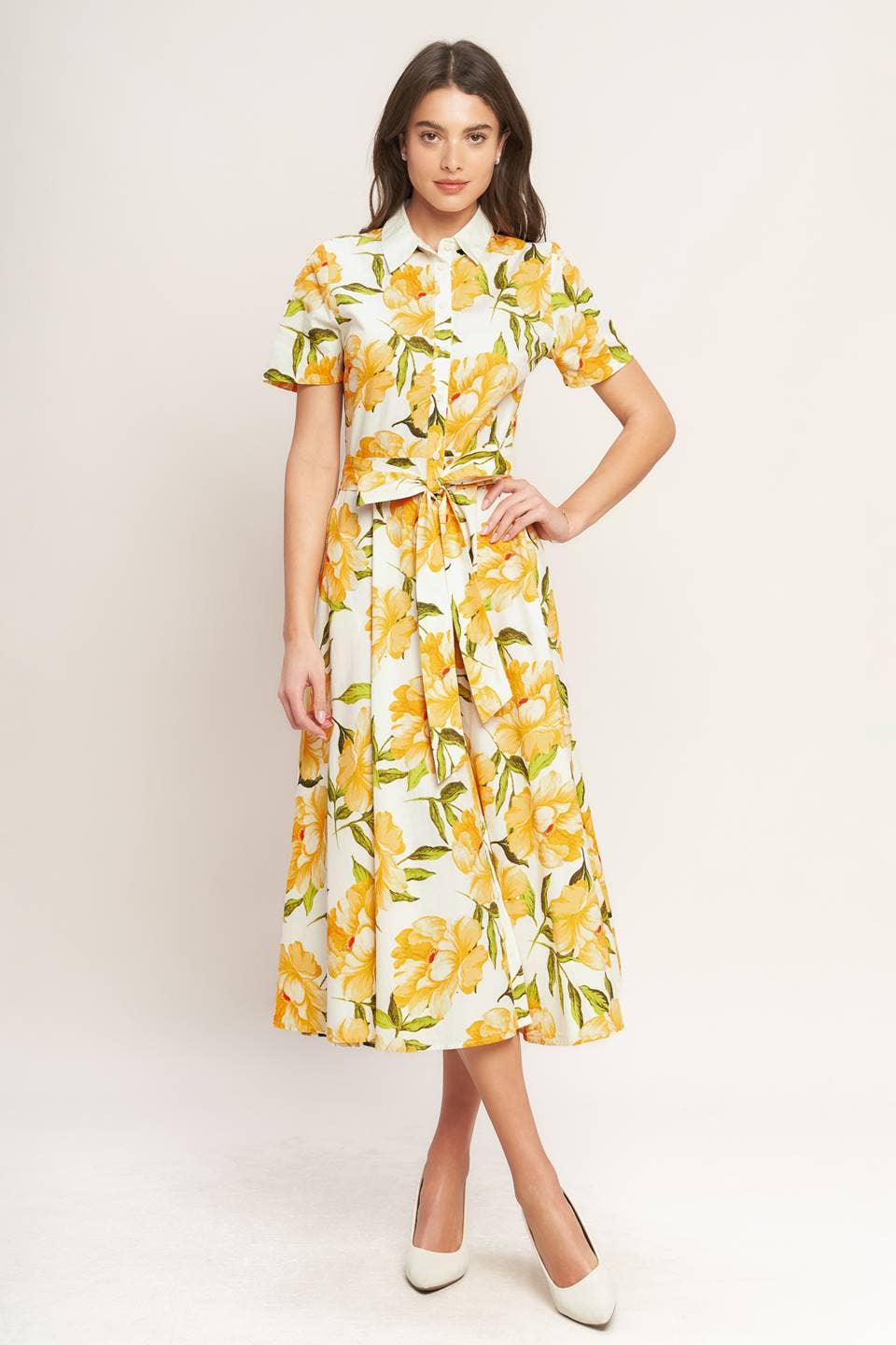 A printed woven midi dress - ID23261