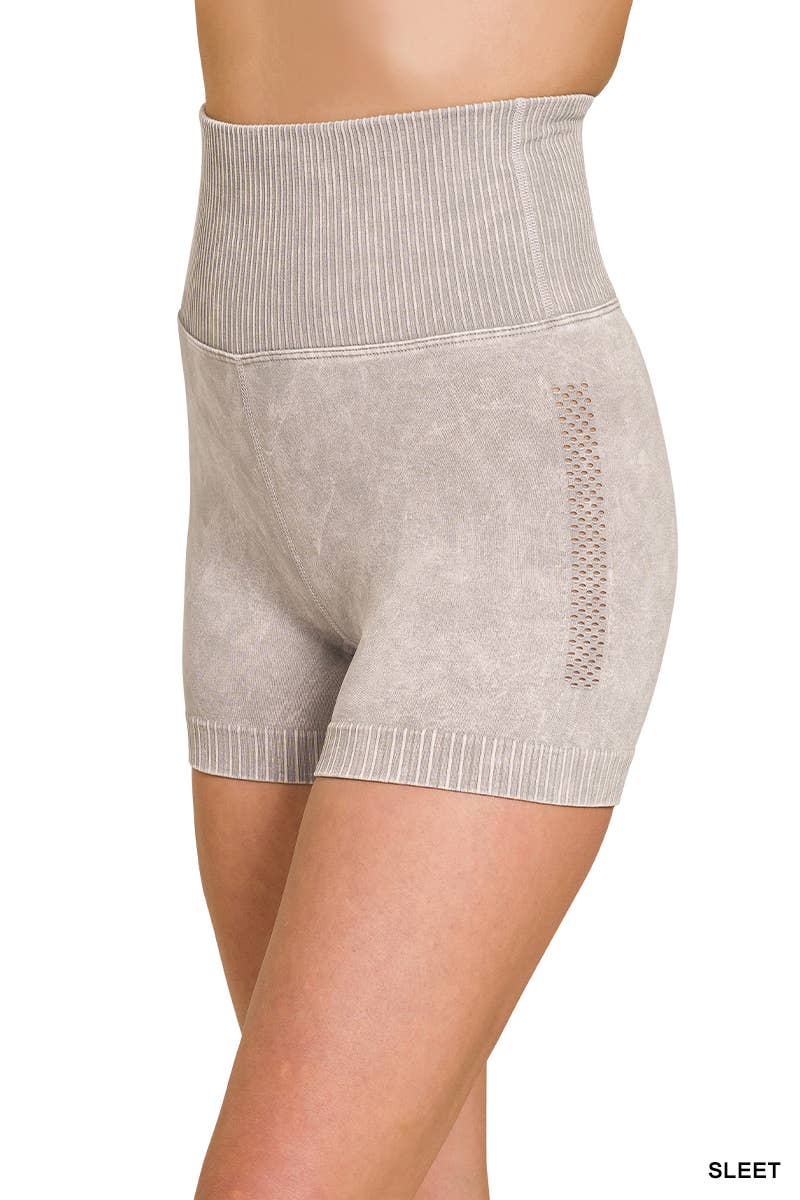 Washed Seamless High Waist Shorts Leggings - Zenana