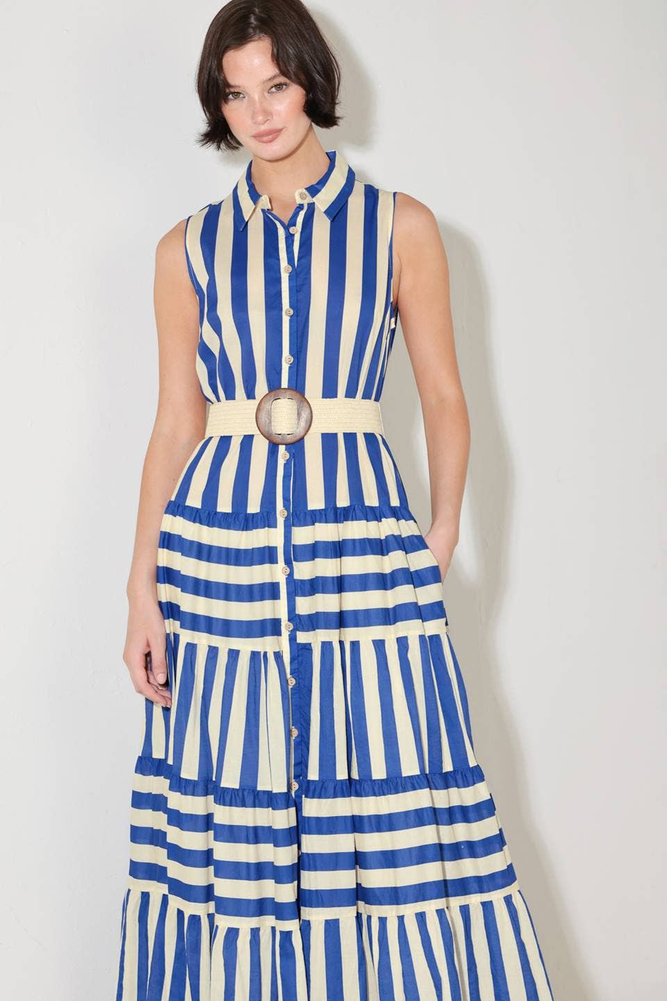 A striped maxi dress - FD1894 BLUE/IVORY