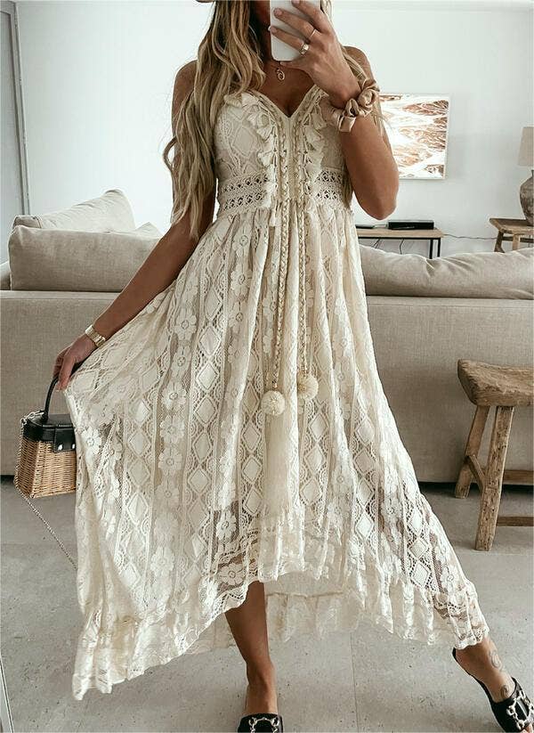 Bohemia lace tassel maxi sun dress