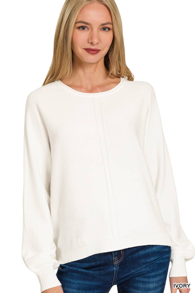 `Viscose Front Seam Sweater Zenana