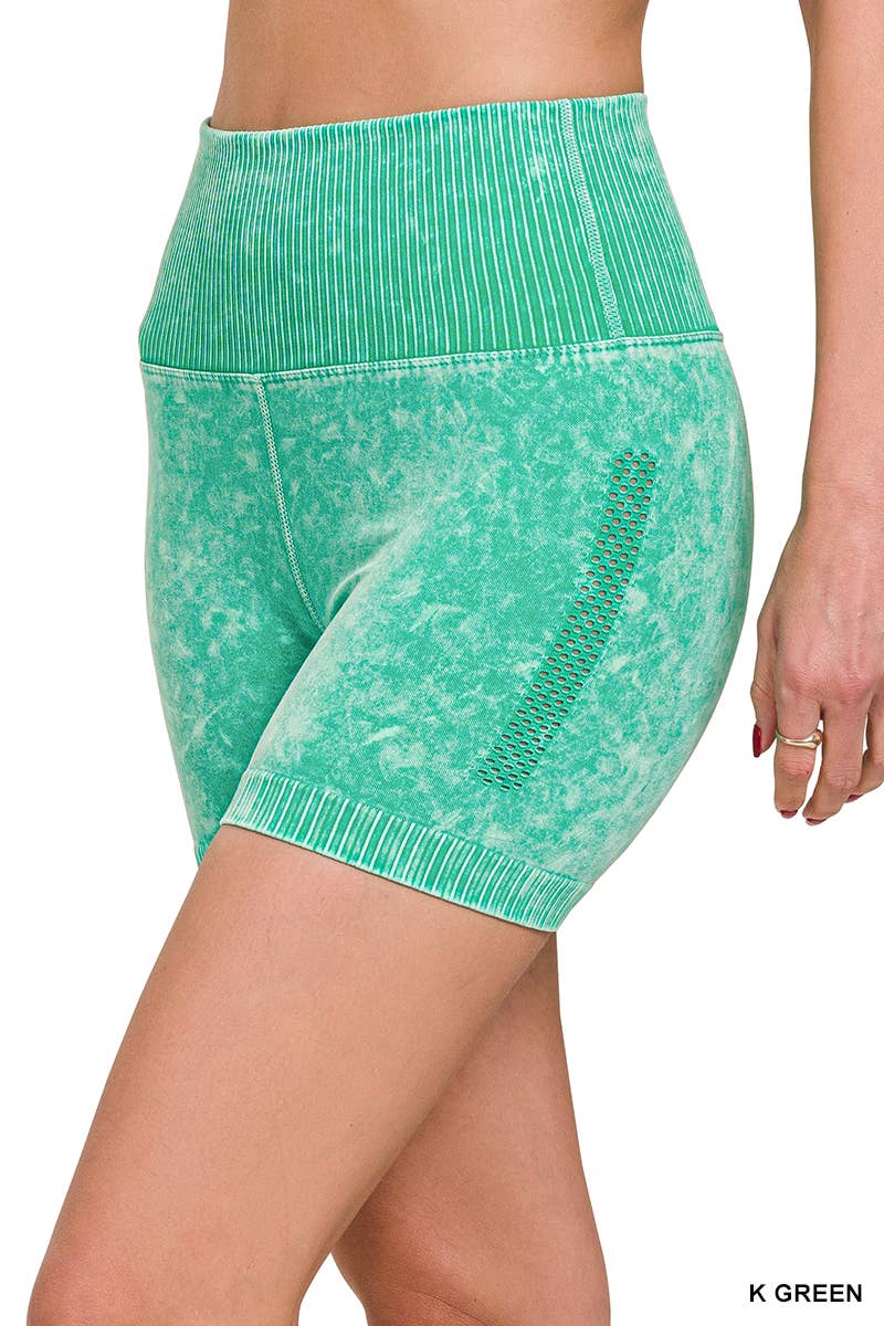 Washed Seamless High Waist Shorts Leggings - Zenana